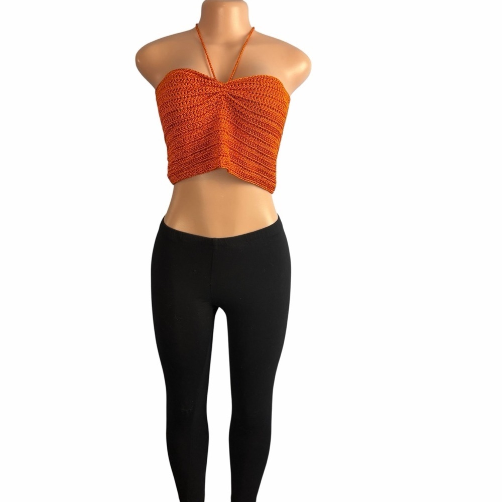 3/$30 ☀️ Orange Boho Crochet Halter Top